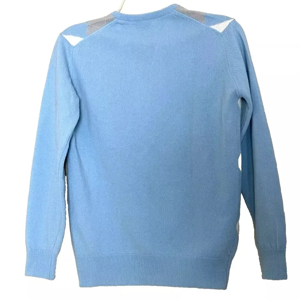 Vintage Scottish Lambswool Argyle V-neck Sweater Collegiate Old Money Preppy M